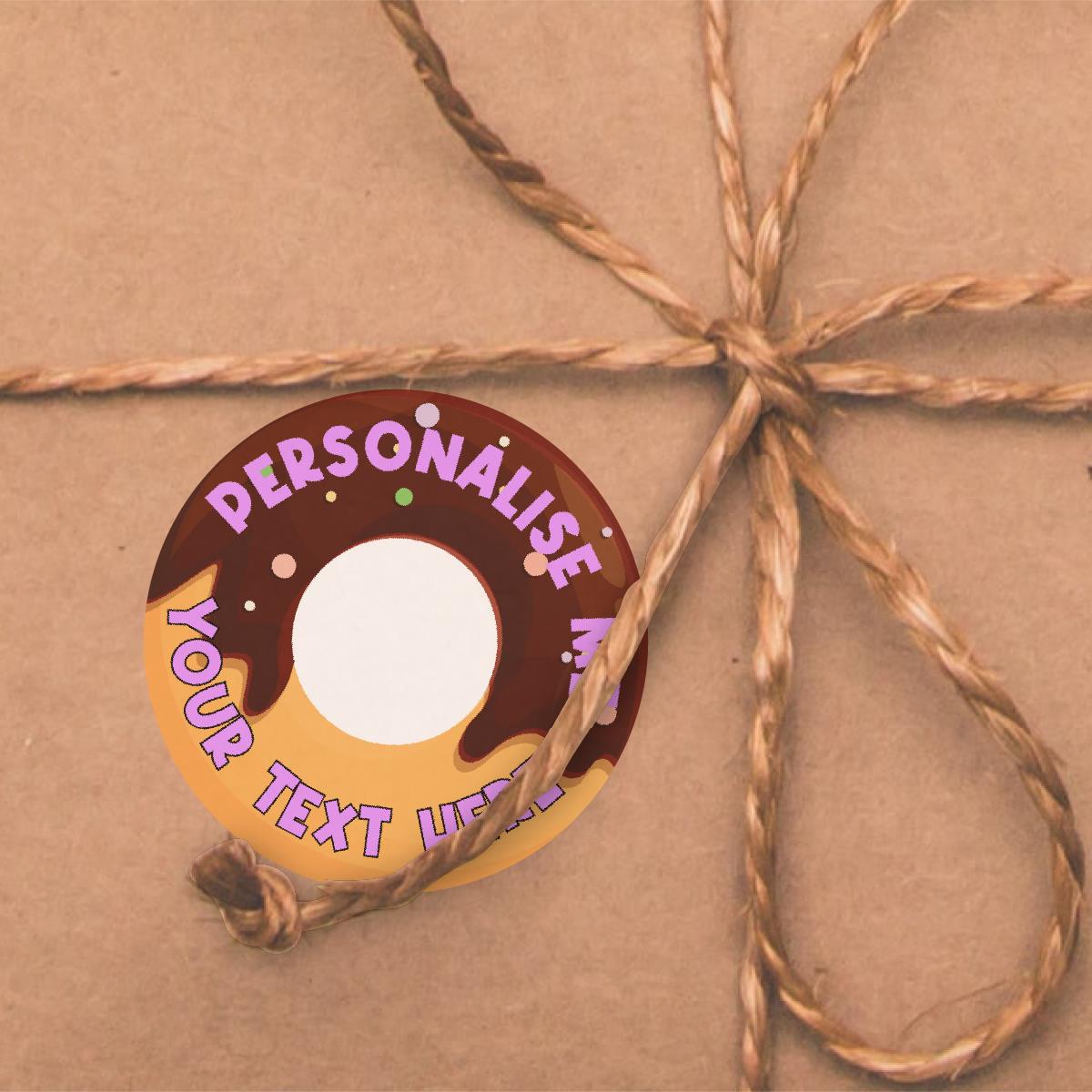 120 Chocolate Scented Donut Personalised Stickers - Personalised 30mm Scented  Stickers - For Teachers Nursery Parents