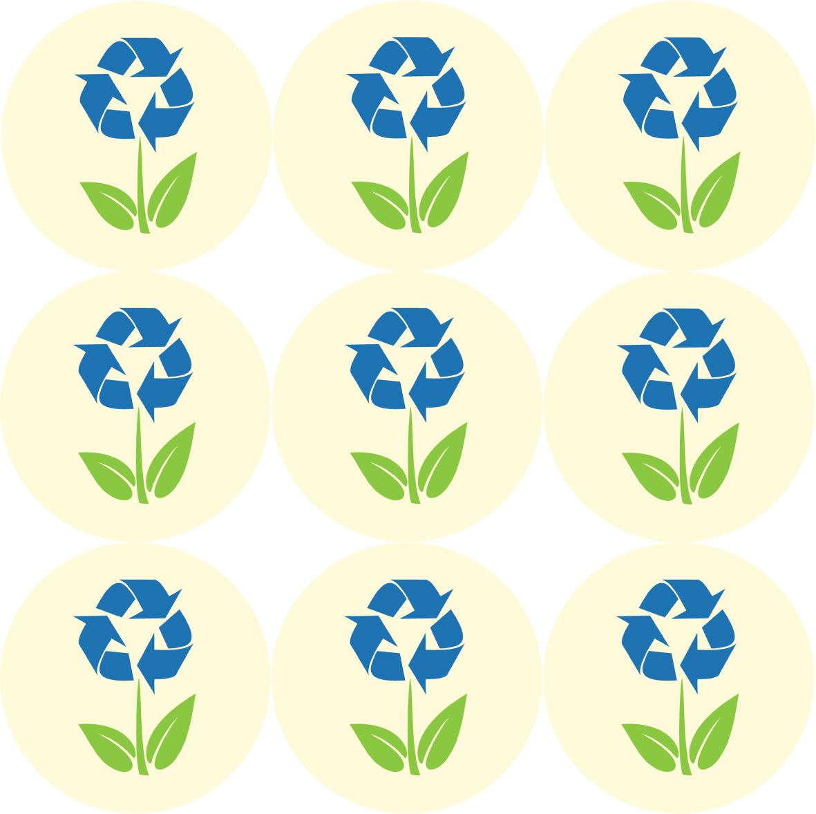 144 Recycled Flowers themed 30mm Stickers Glossy Recycle Packaging Labels