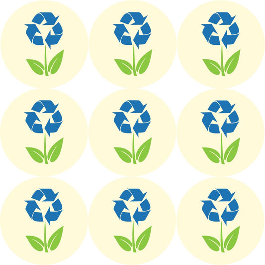 144 Recycled Flowers themed 30mm Stickers Glossy Recycle Packaging Labels