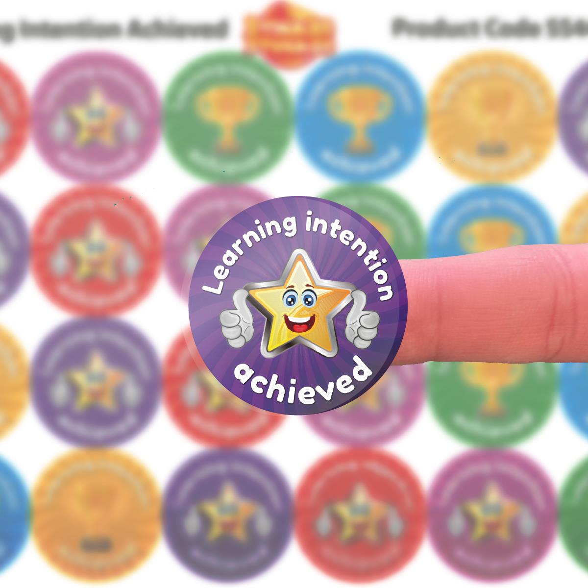 144 Learning Intention Achieved - 30mm - Glossy Reward School Stickers for Teachers & Parents