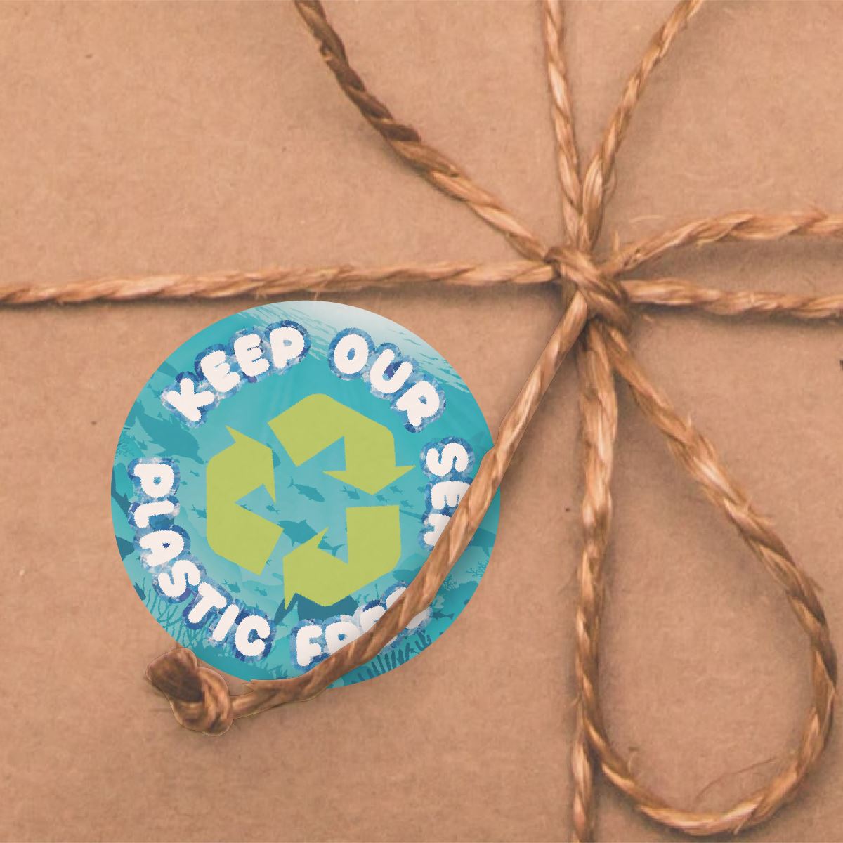 144 Plastic Free Sea themed 30mm Stickers Glossy Recycle Packaging Labels