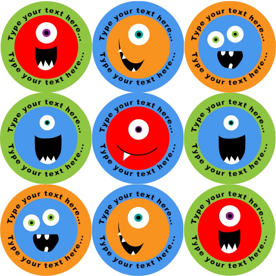 144 Monster Smiles Personalised 30mm Reward Stickers for School Teachers, Parents and Nursery