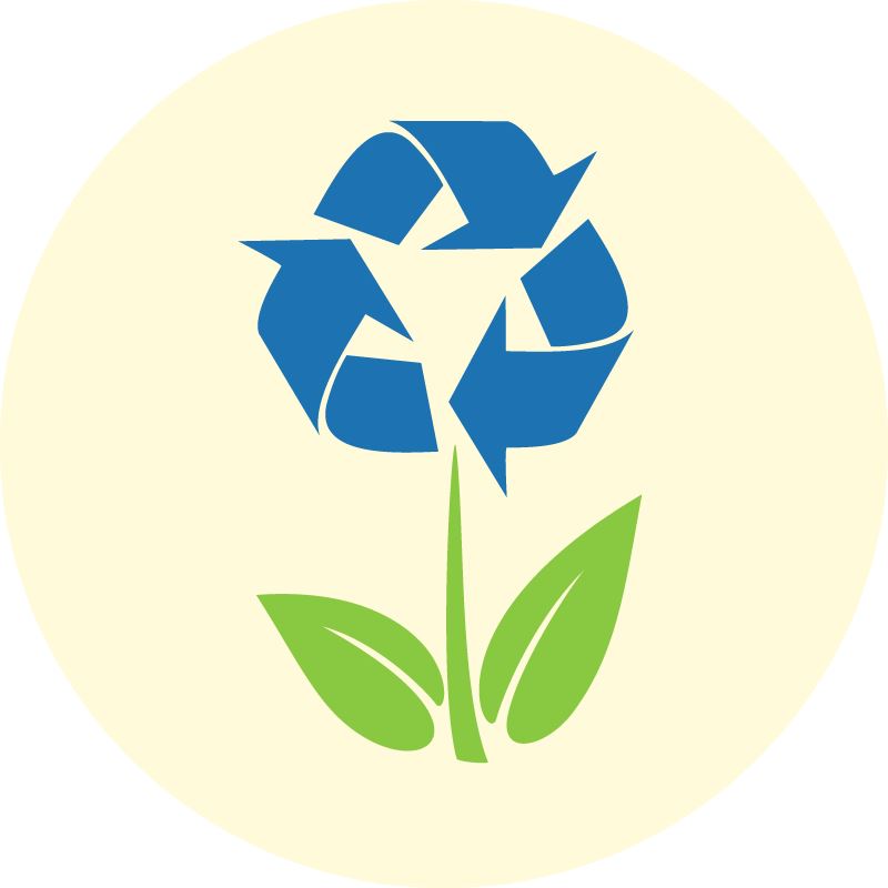 144 Recycled Flowers themed 30mm Stickers Glossy Recycle Packaging Labels