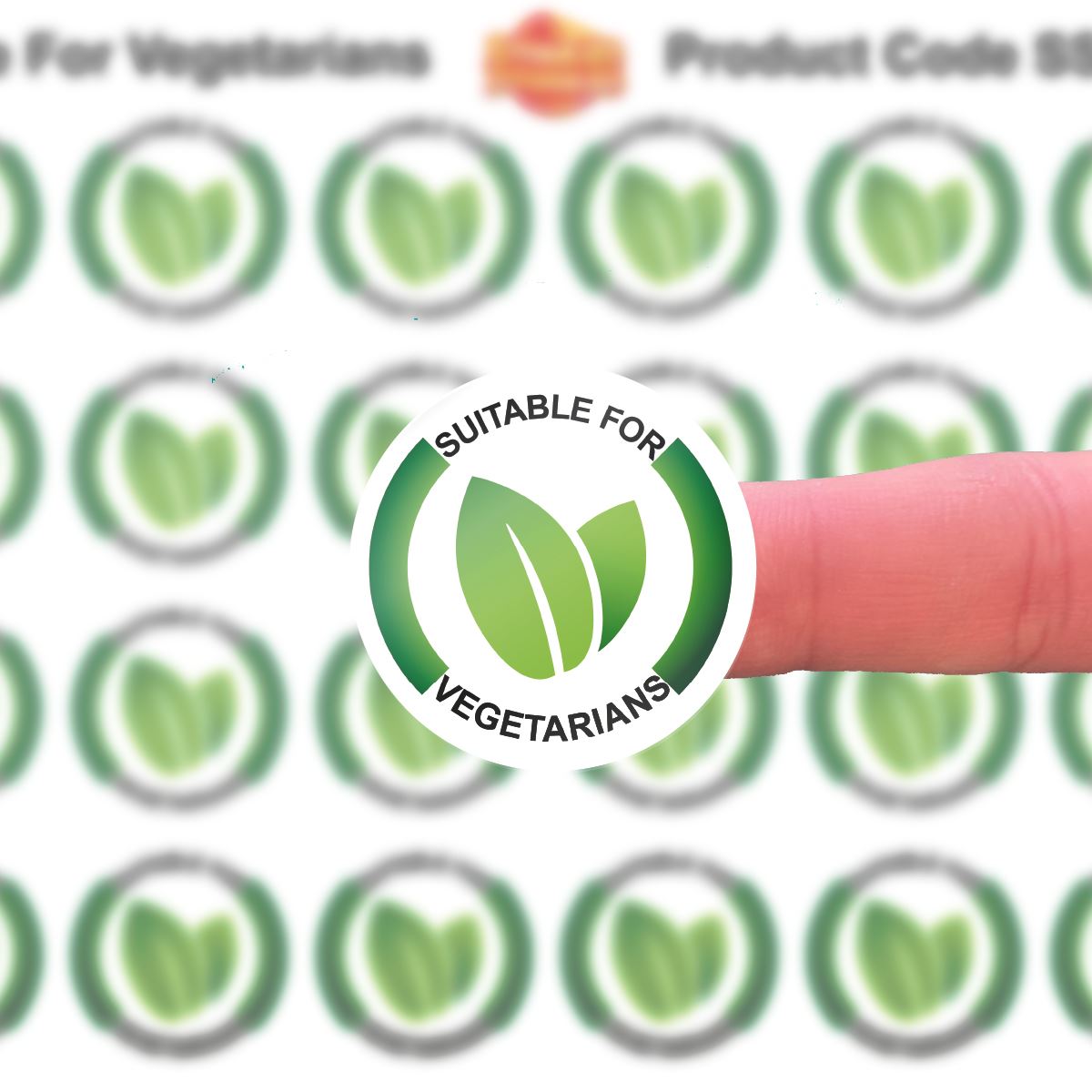 144 Suitable For Vegetarians - 30mm - Glossy Food Label Stickers