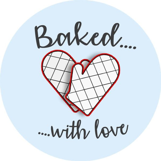 144 Baked With Love Glossy Stickers Home Baking Gift Packaging Seal Labels