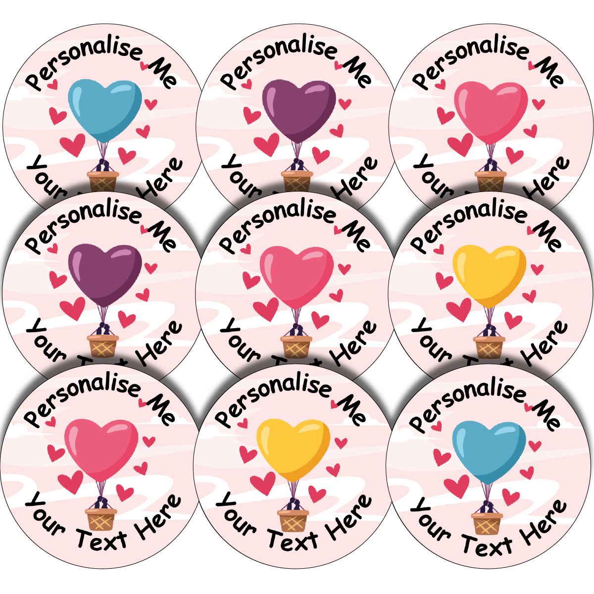 144 Personalised Heart Air Balloons 30mm Reward Stickers for School Teachers, Parents and Nursery