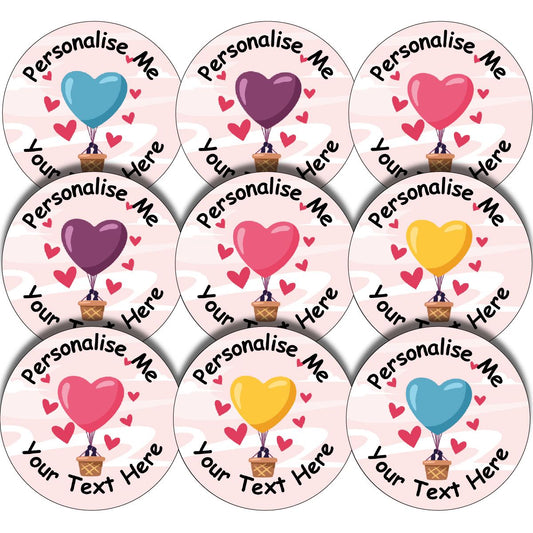 144 Personalised Heart Air Balloons 30mm Reward Stickers for School Teachers, Parents and Nursery