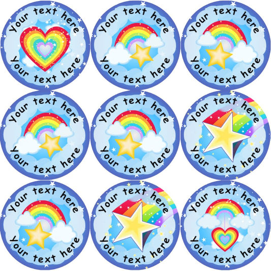 144 Personalised Rainbows 30mm Reward Stickers for School Teachers, Parents and Nursery