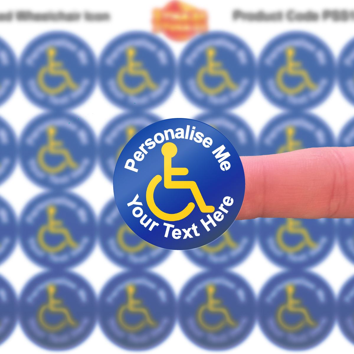 144 Disability Wheelchair Logo Personalised 30mm Stickers for disabled, craft, company packaging
