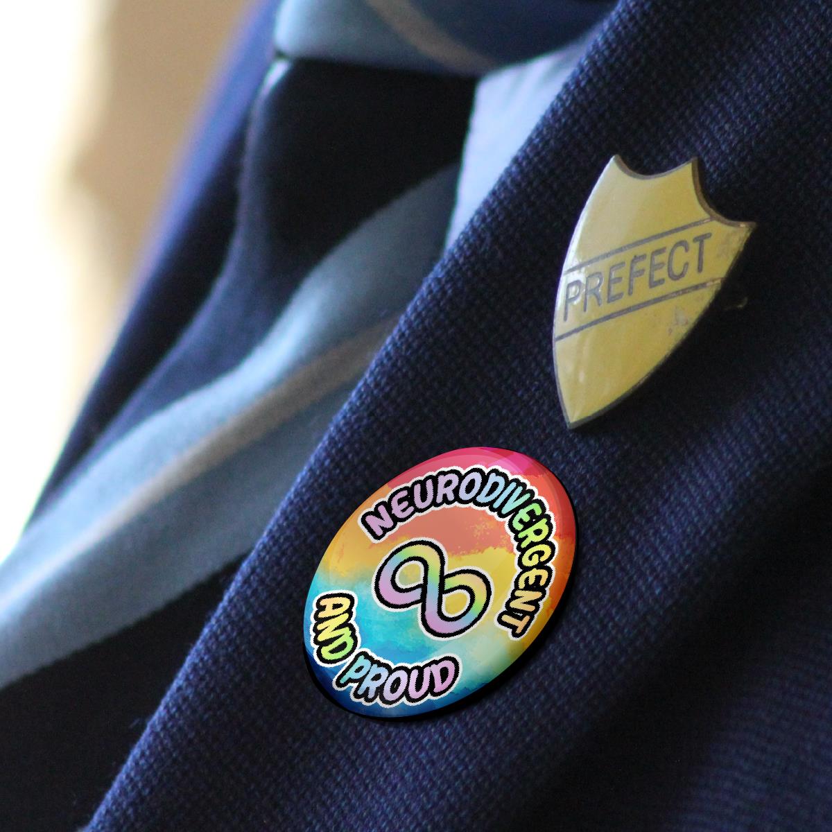 20 x Neurodivergent and Proud Button Badges (Pack of 20 Pin Badges - 38mm)