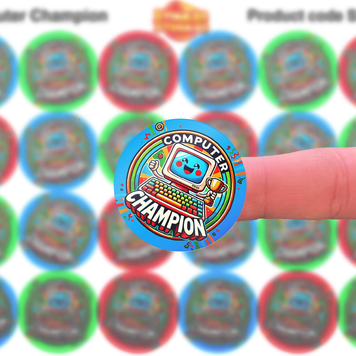 144 Computer Champion Coding Stickers - 30mm - Glossy Reward Stickers for Teachers & Parents