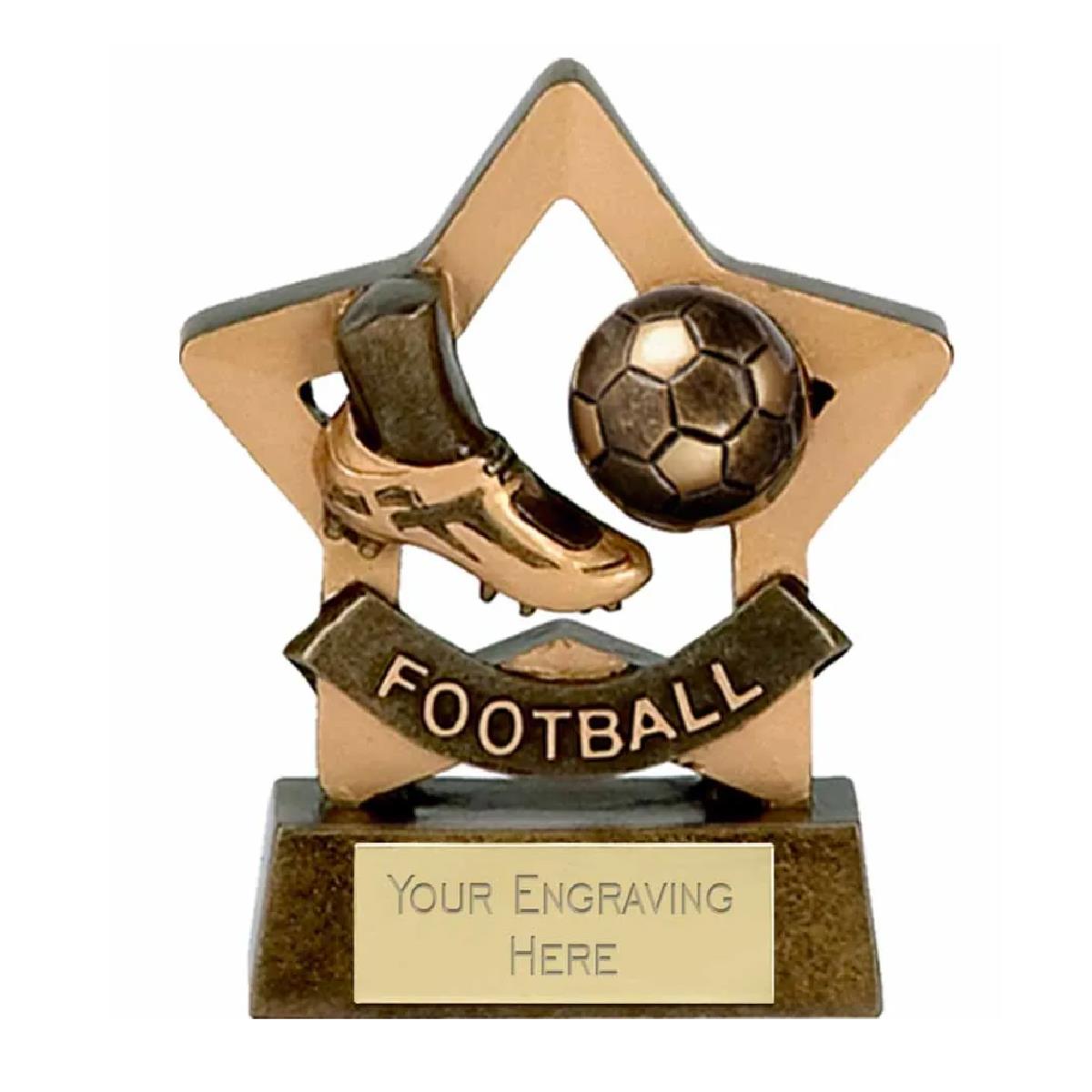 Mini Star Football Award Trophy 8cm Resin FREE engraving and Certificate