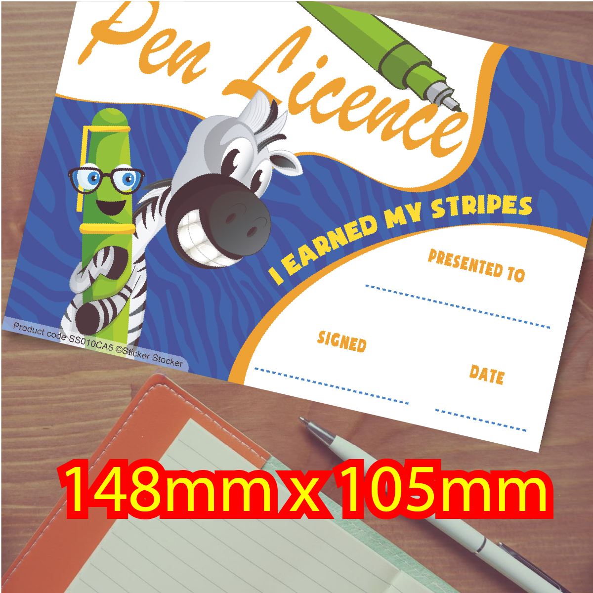 30 Pen Licence certificates for school teachers, 250gsm A5 silk finish card