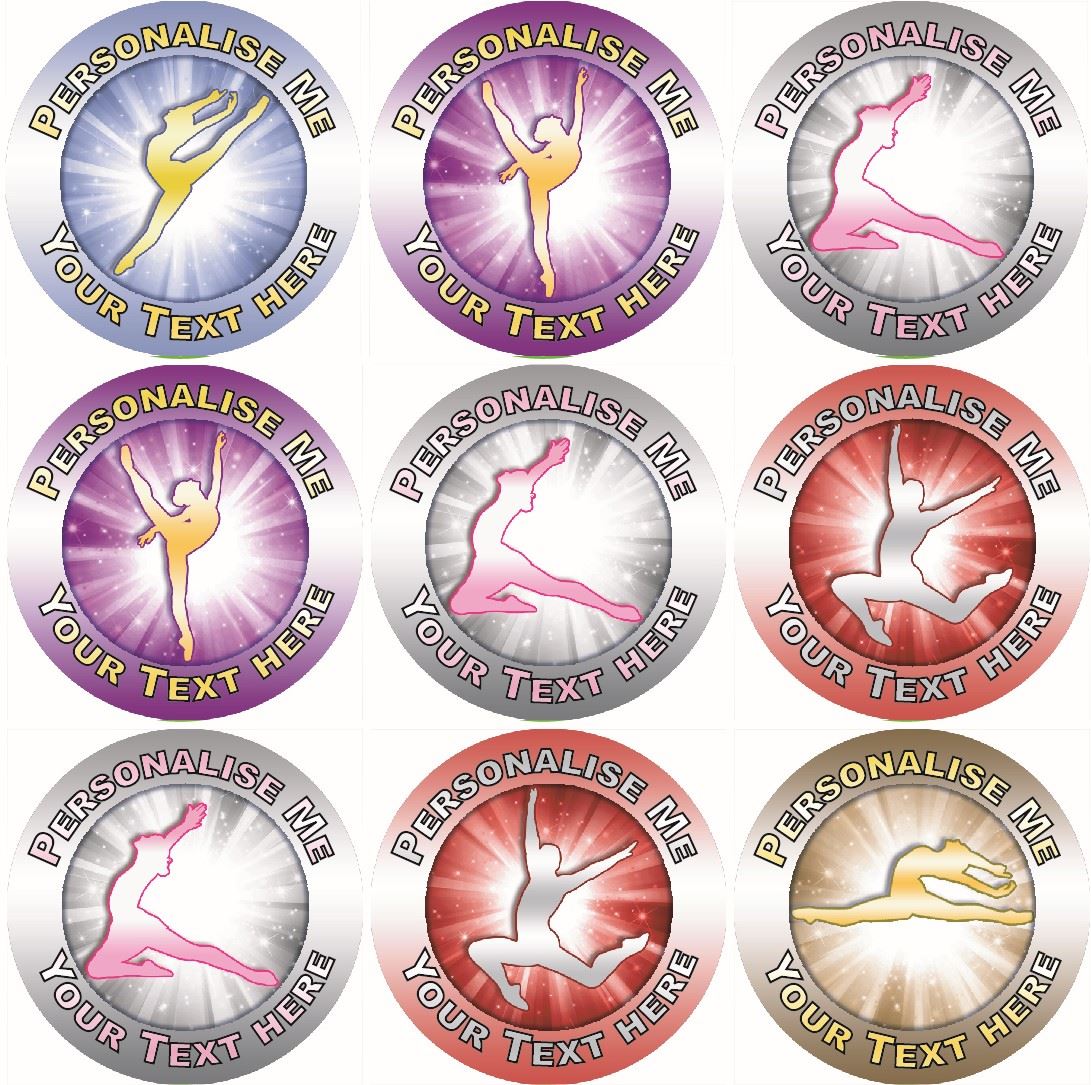 144 Personalised Gymnastics Dance Rewards 30mm Reward Stickers for Teachers and Parents