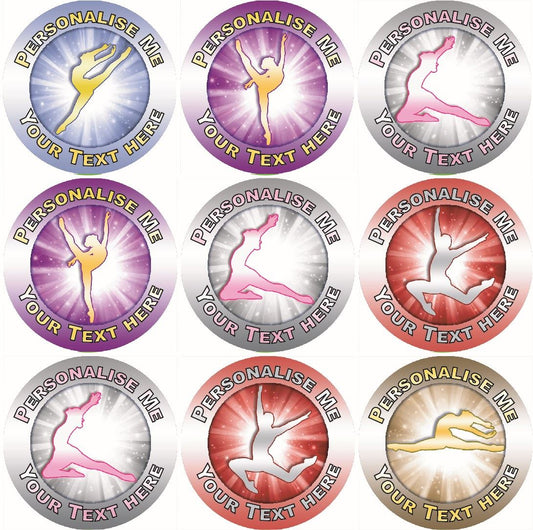 144 Personalised Gymnastics Dance Rewards 30mm Reward Stickers for Teachers and Parents