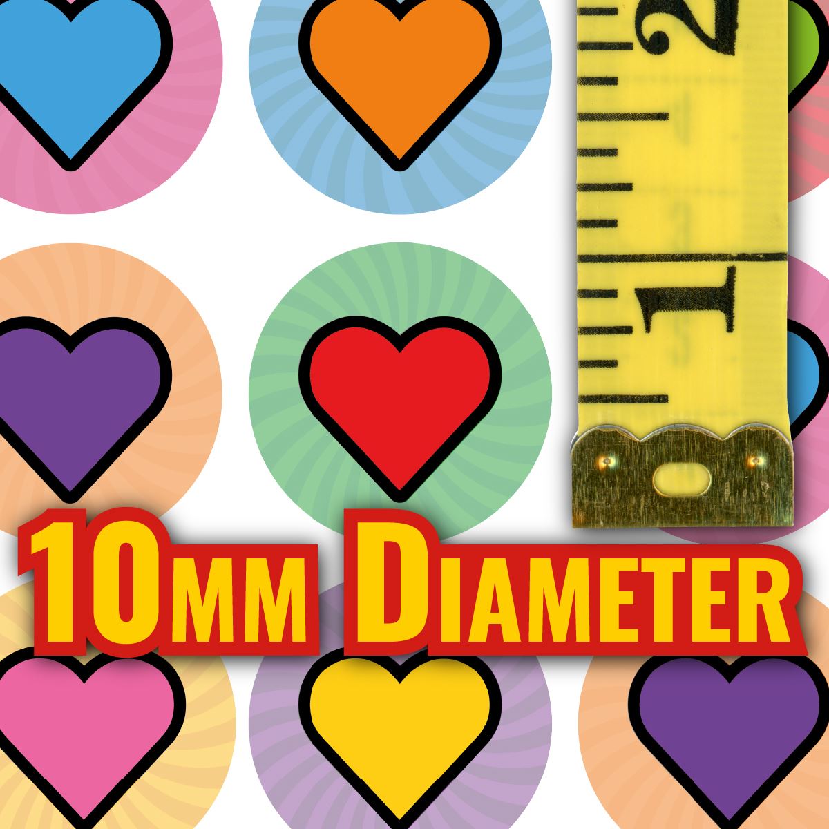 900 Colourful Mini Heart Dots 10mm Glossy Teacher Reward Stickers Spot Stickers Journal Stickers