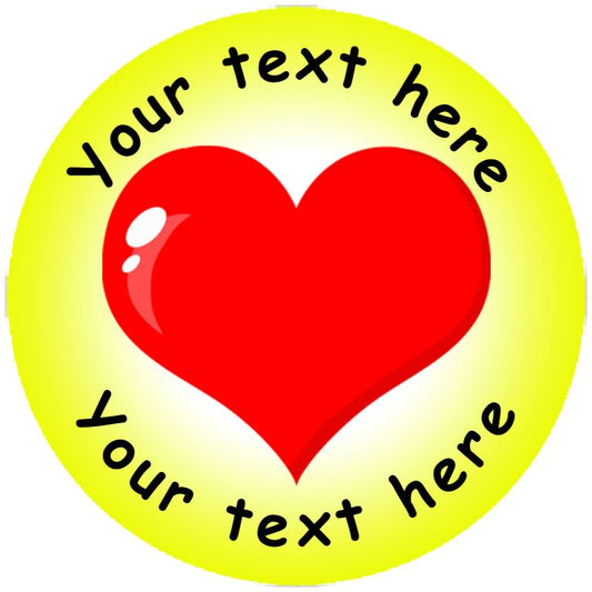 144 Heart Personalised 30mm Reward Stickers for School Teachers, Parents and Nursery