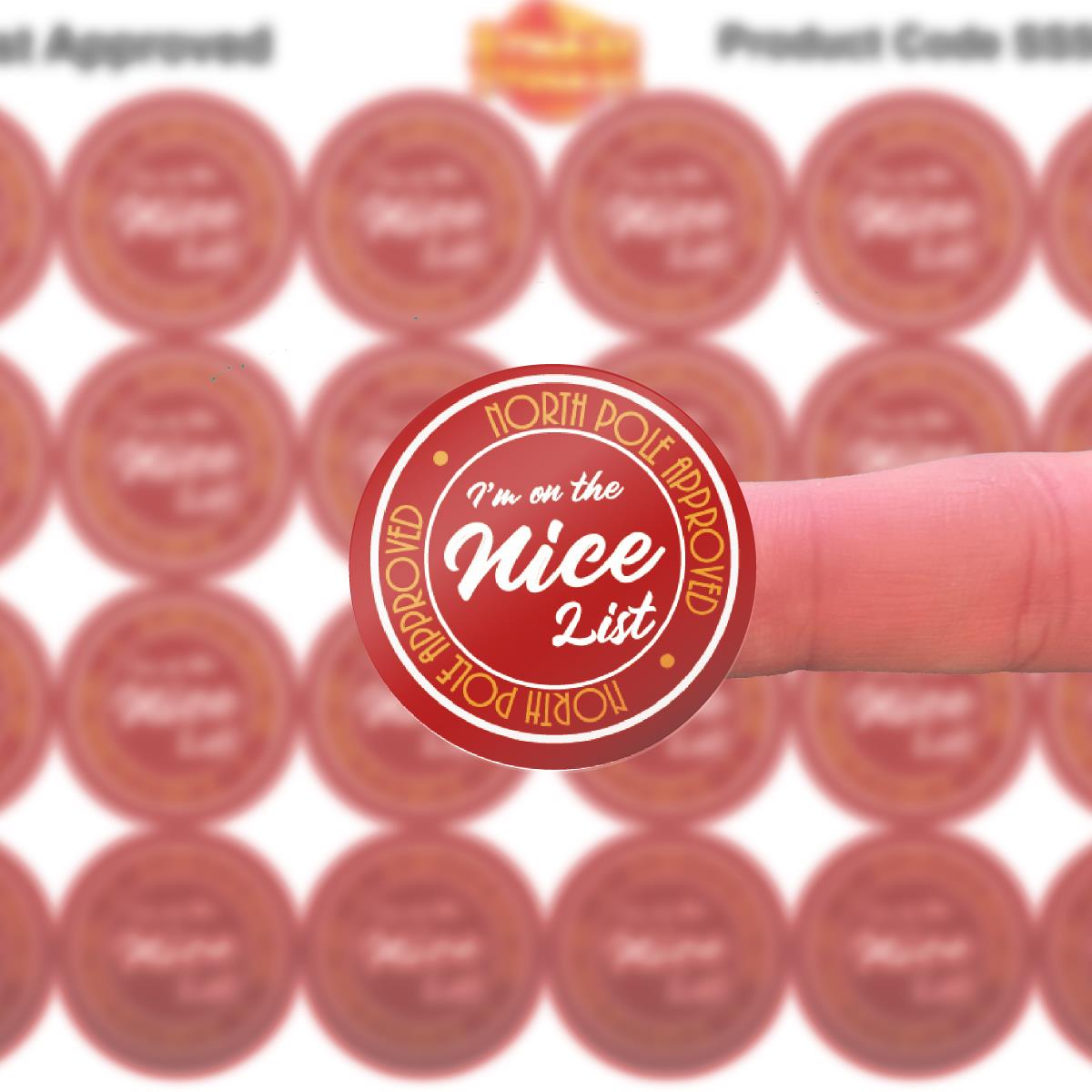 144 Nice List Approved 30mm Reward Stickers for Schools, Grotto's, Christmas Fairs