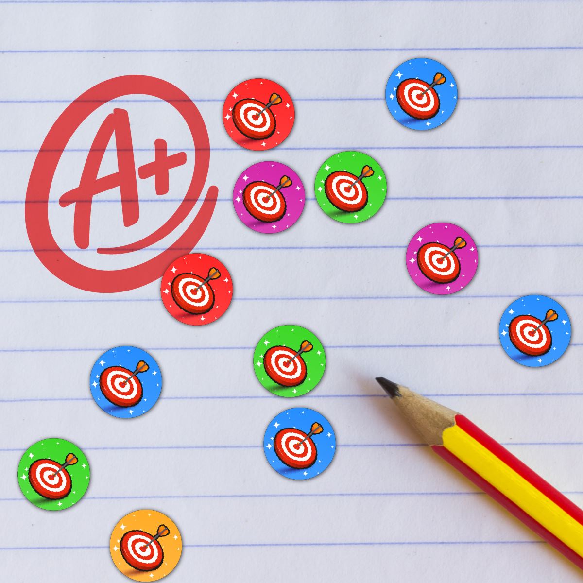 900 Colourful Mini Target Dots 10mm Glossy Teacher Reward Stickers Spot Stickers Journal Stickers