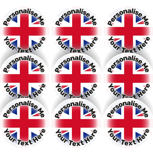 144 Personalised Union Jack 30mm Reward Stickers for School Teachers, Party Bag, Parents and Nursery