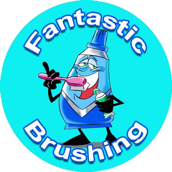 144 Brilliant Brushing 30mm Reward Stickers for Teachers, Parents. Dentist and Party Bags