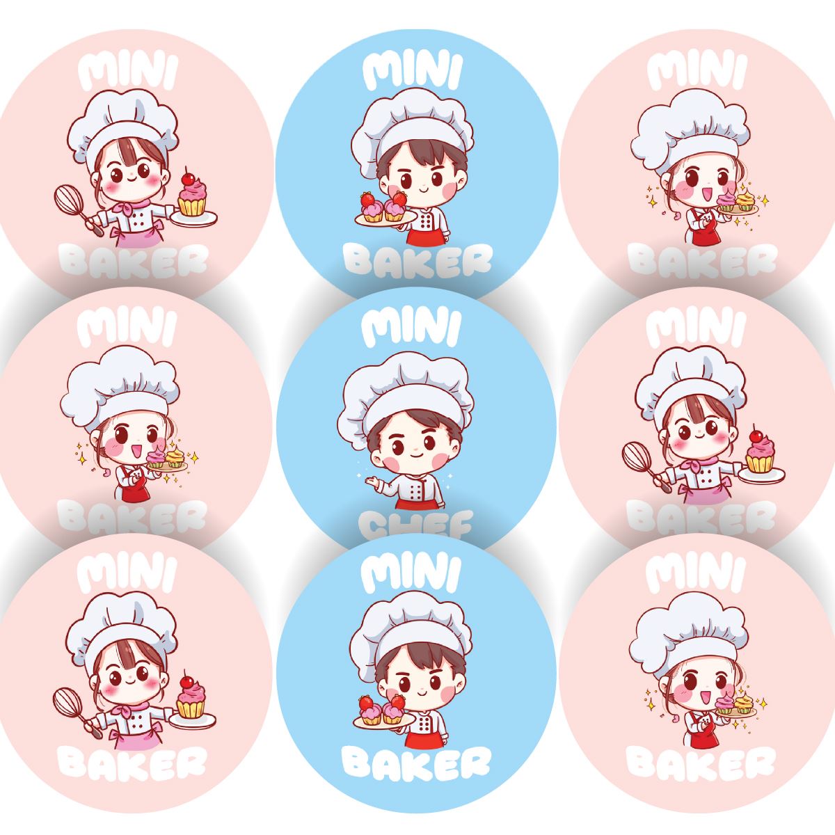 144 Mini Baker Glossy Stickers Home Chef Gift Packaging Reward Seal Labels
