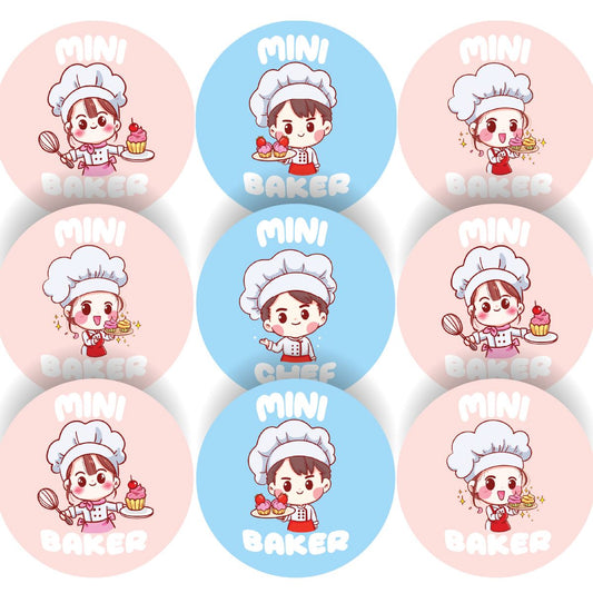 144 Mini Baker Glossy Stickers Home Chef Gift Packaging Reward Seal Labels
