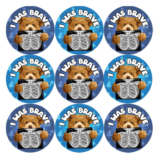 144 Bear Bones Bravery - 30mm Glossy Reward Stickers for Teachers & Parents