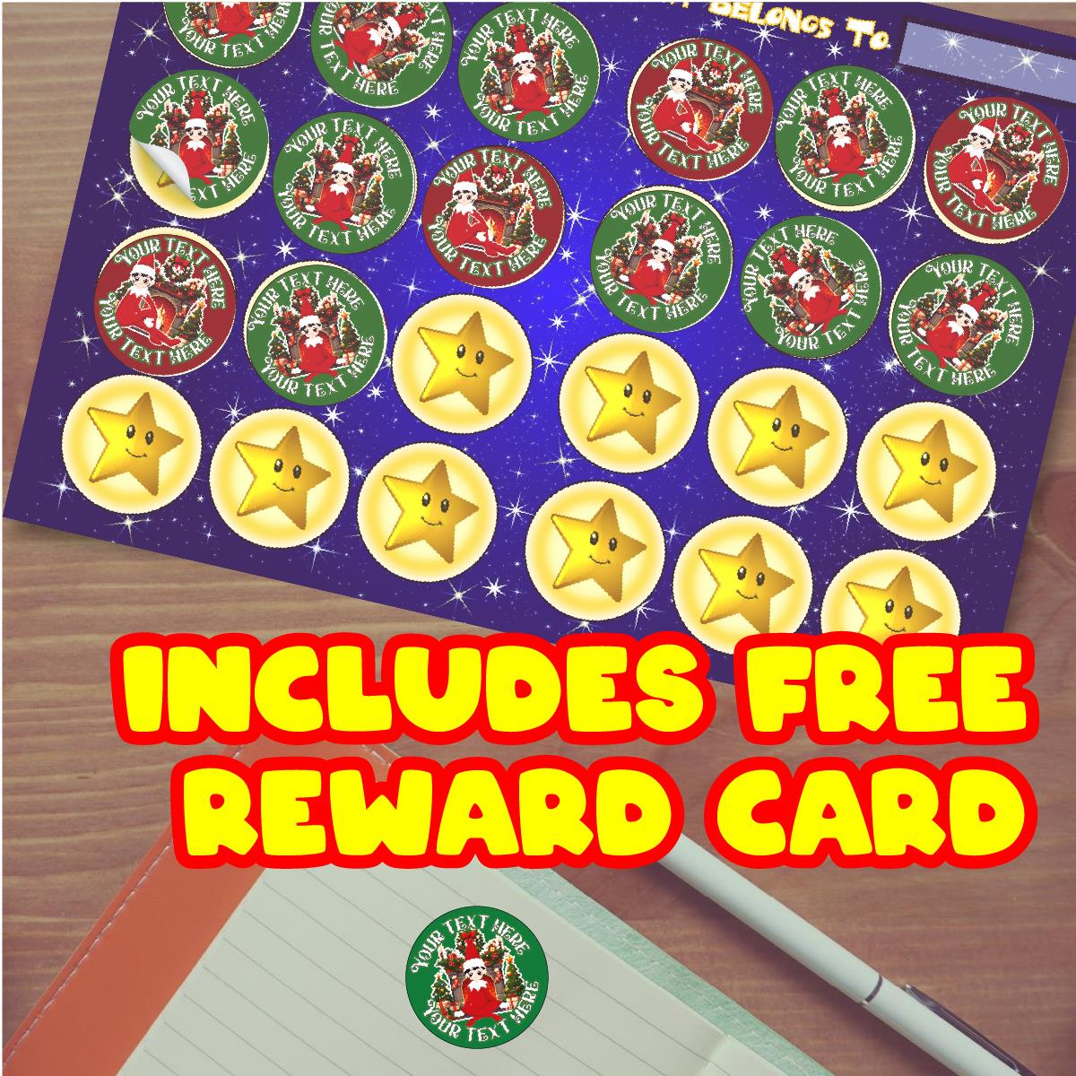 144 Personalised Christmas Elf 30mm Christmas Reward Stickers for School Teachers, Parents and Nursery