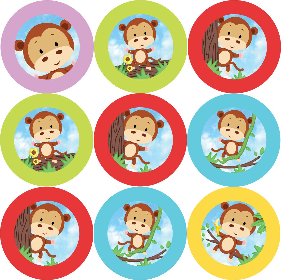 144 Funky Monkeys 30mm Reward Stickers for School Teachers, Parents and Nursery