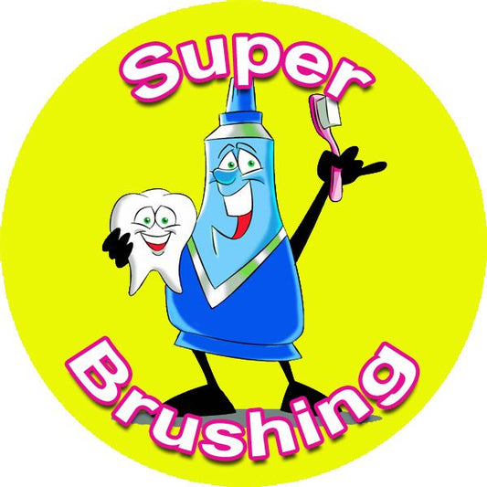 144 Brilliant Brushing 30mm Reward Stickers for Teachers, Parents. Dentist and Party Bags