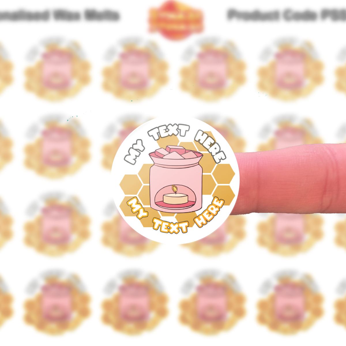 144 Personalised Wax Melt 30mm Glossy Stickers Packaging Labels