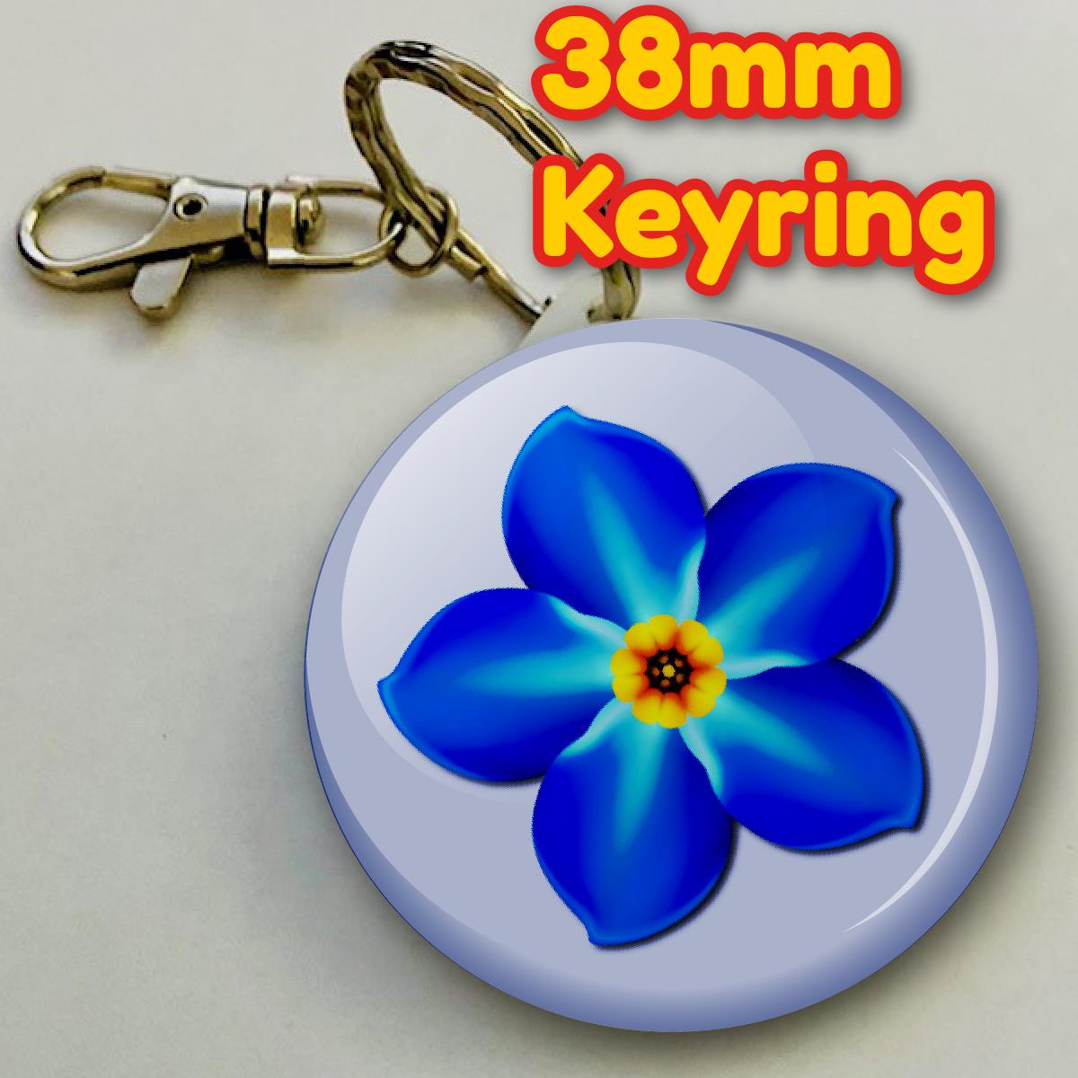 Forget Me Not Alzheimer's Dementia Awareness Keyring 38mm (Pack of 8 Key Rings - 38mm)