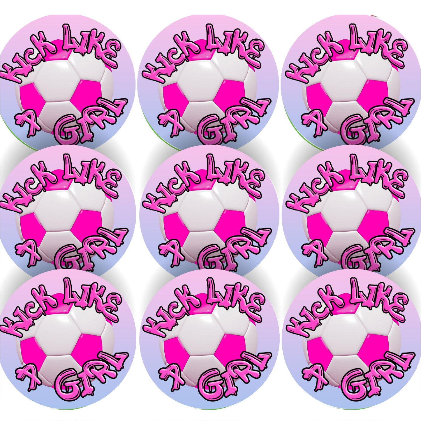 144 Kick Like A Girl Football 30mm Children's Reward Stickers for Teachers or Parents and Party Bags