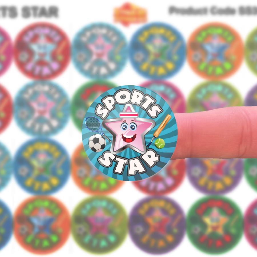 144 Sports Star - 30mm - Glossy Reward Stickers for Teachers & Parents