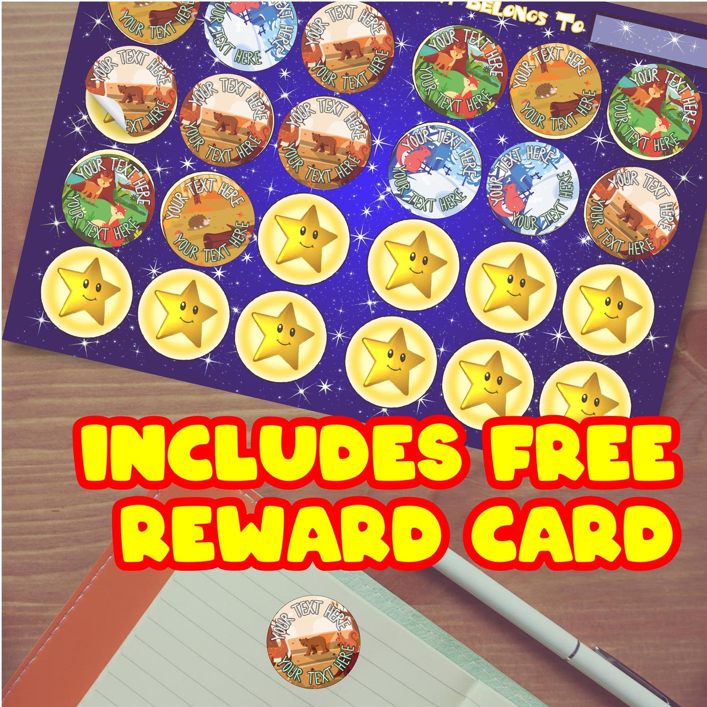 144 Personalised Forest School Party 30mm Reward Stickers for School Teachers, Parents and Nursery