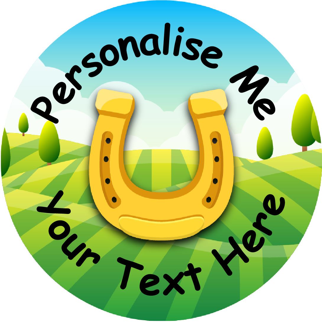 144 Personalised Horseshoe Hills 30mm Reward Stickers for School Teachers, Parents and Nursery