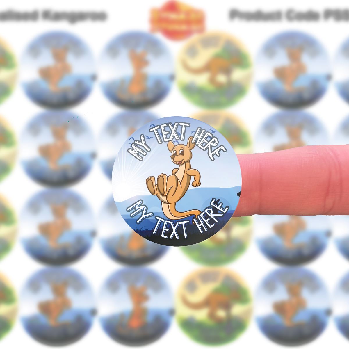 144 Personalised Kool Kangaroo 30mm Reward Stickers for School Teachers, Parents and Nursery