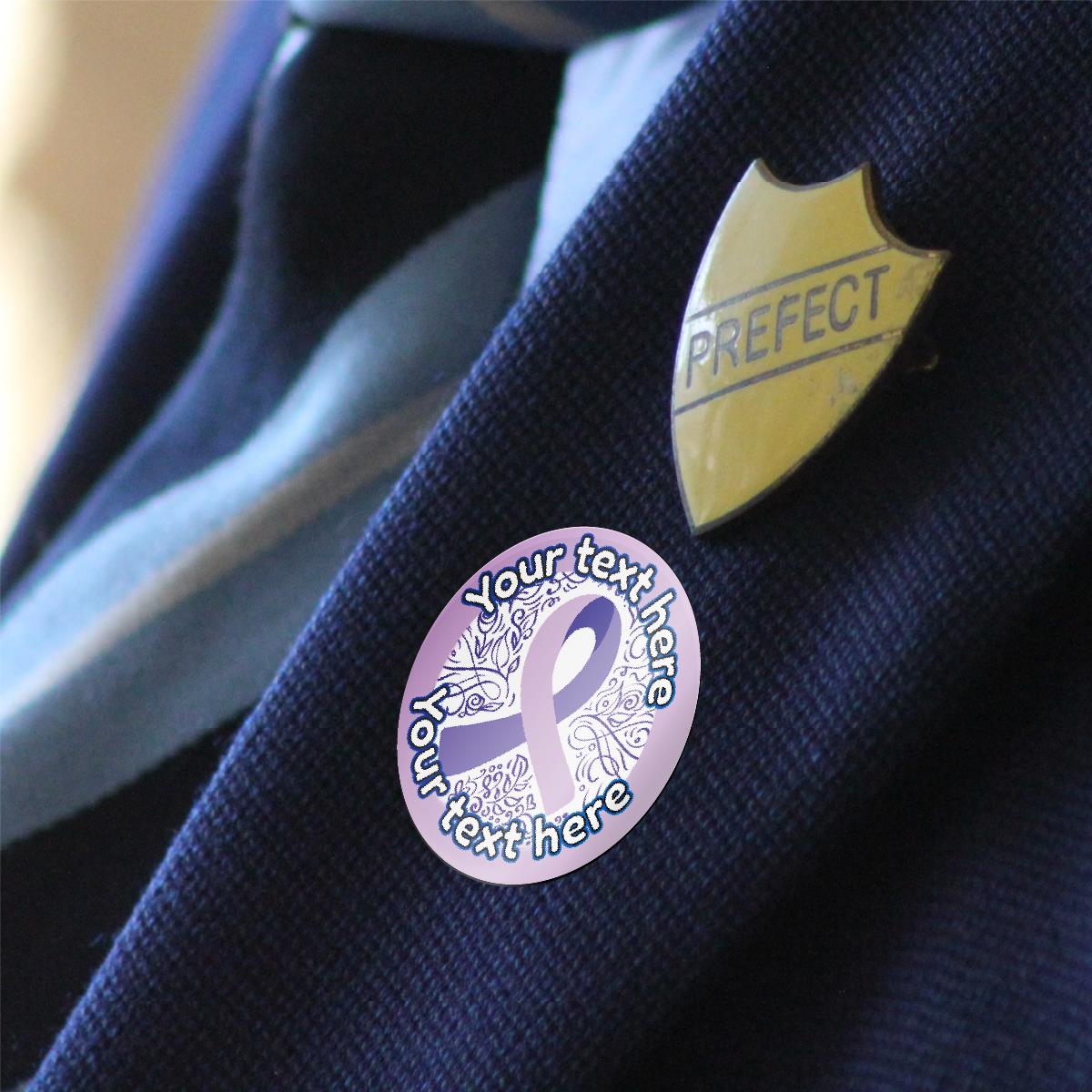 144 Purple Cancer Awareness Personalised 30mm Stickers Teachers, Parents, Schools (UNIQUE)