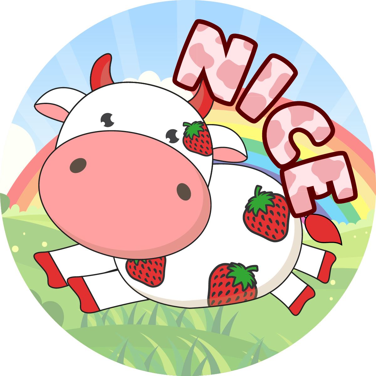 120 Strawberry Cows 30mm Scented Reward Stickers for Teachers, Parents and Party Bags