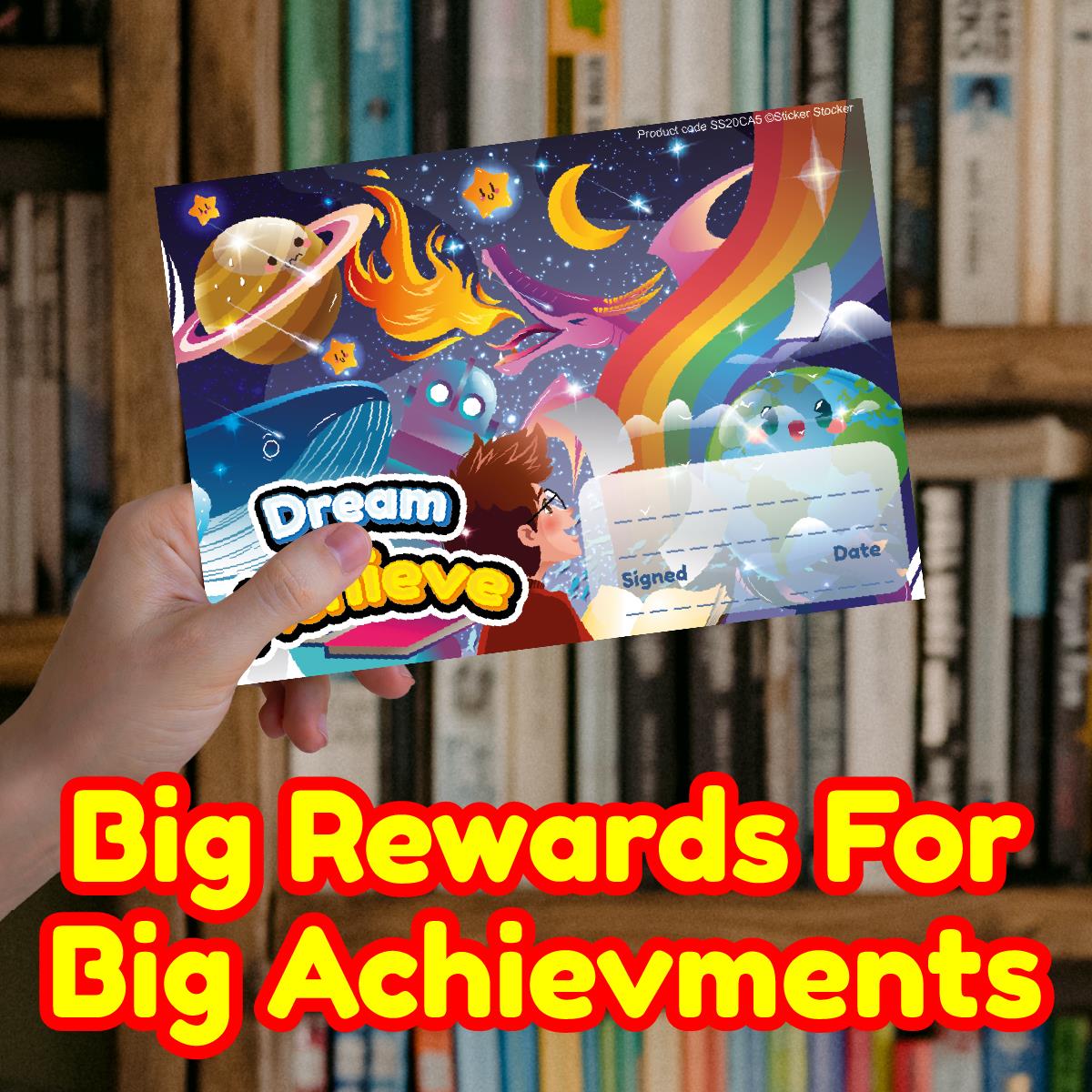 30 Dream Achieve Award certificates for school teachers, 250gsm A5 silk finish card