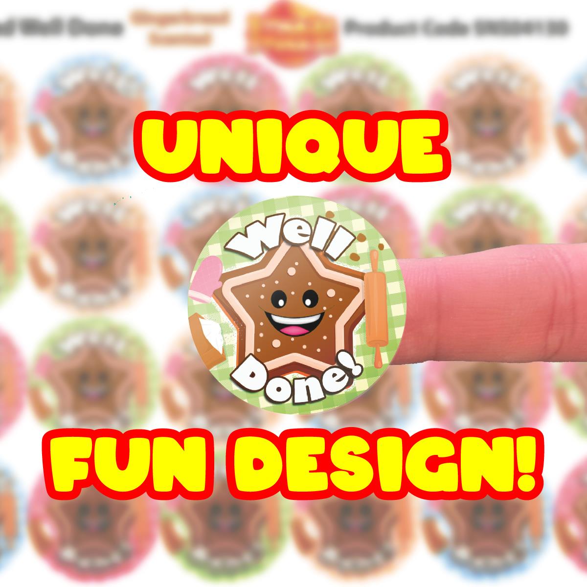 120 Well Done Star Gingerbread Scented Stickers - 30mm Scented Stickers - For Teachers Nursery Parents