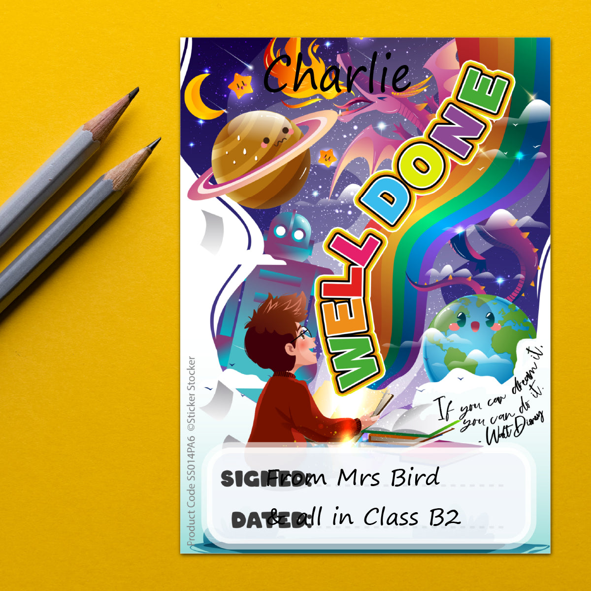 A6 Praise Note Pad 100 Sheet Incentive Chart Rewards - Dream Achieve Well Done