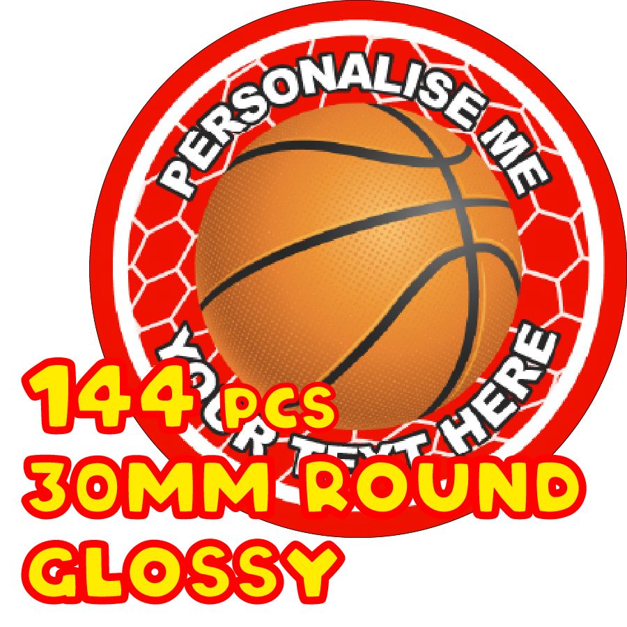 144 Personalised 30mm Basketball Reward Stickers for School Teachers, Parents and Nursery