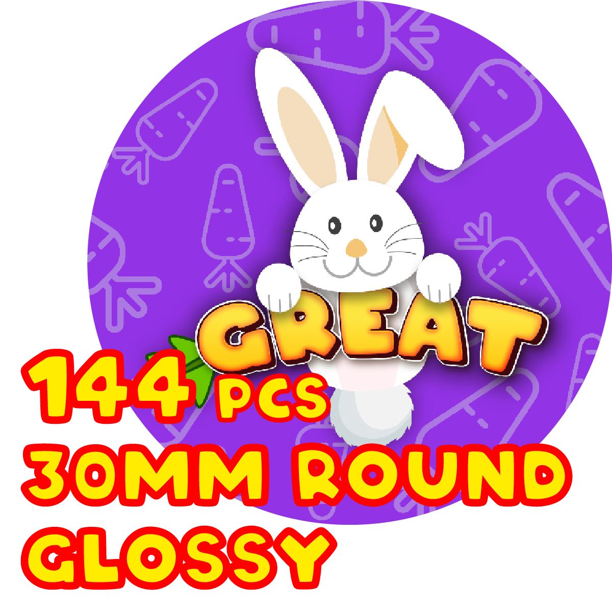 144 Bunny Rabbit Rewards 30mm Glossy Stickers