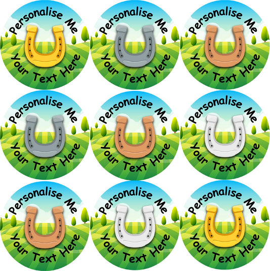 144 Personalised Horseshoe Hills 30mm Reward Stickers for School Teachers, Parents and Nursery