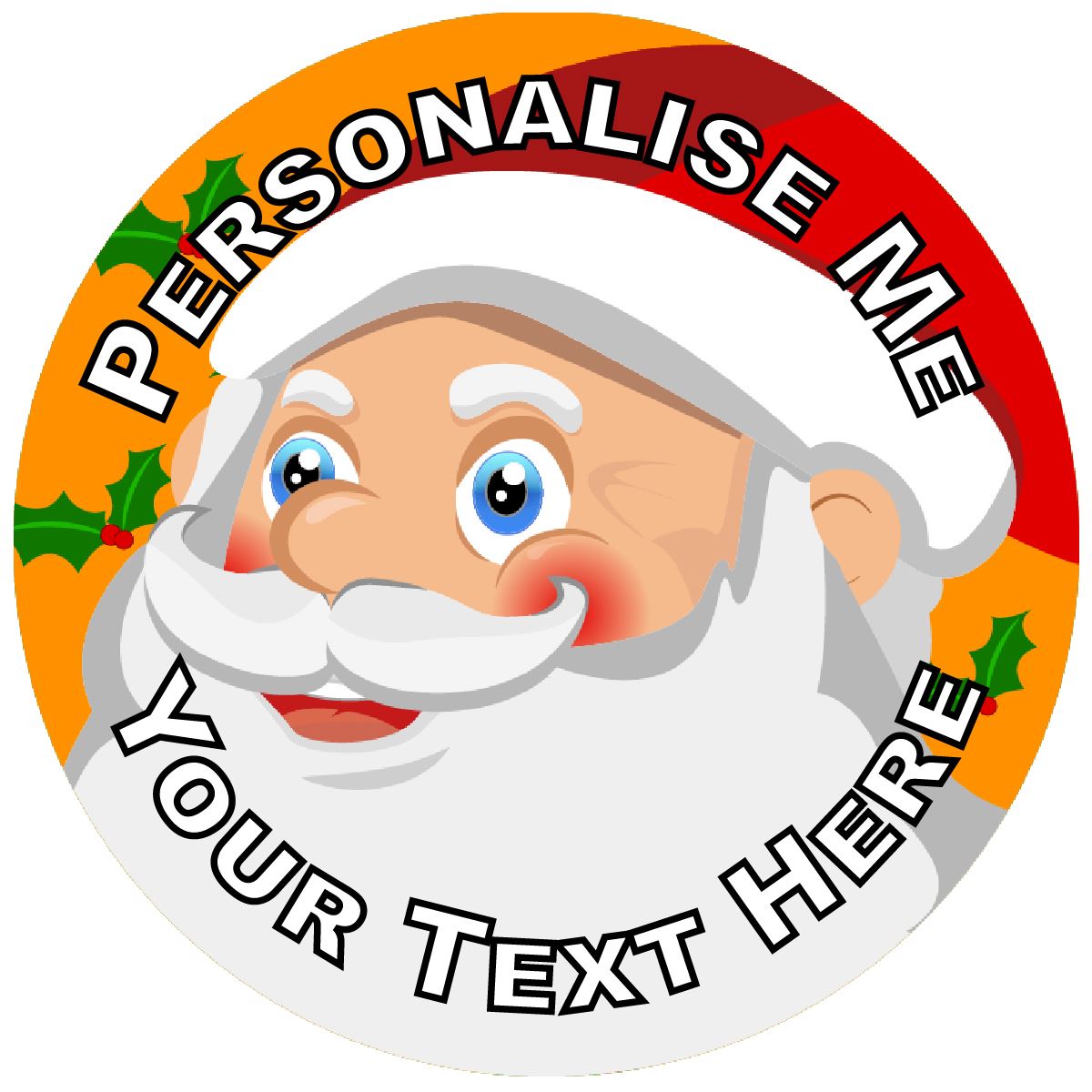 144 Personalised Happy Santa 30mm Christmas Reward Stickers for School Teachers, Parents and Nursery