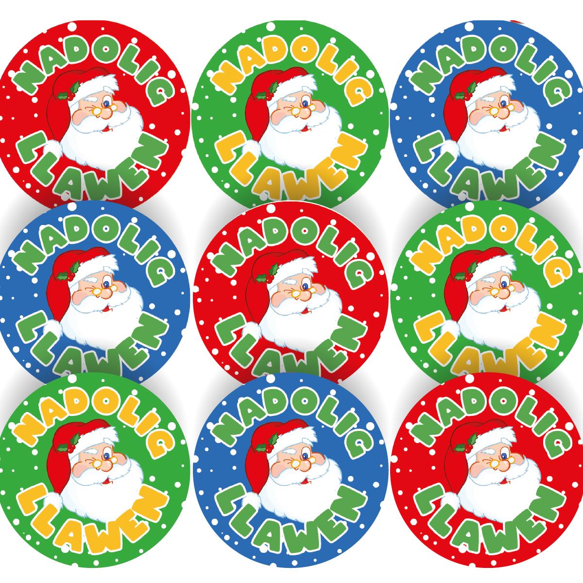 144 Merry Christmas/Nadolig Llawen Welsh 30mm Reward Stickers for Teachers, Parents