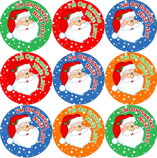 144 Santa's Nice List Christmas Reward Stickers for School Teachers, Parents and Nursery