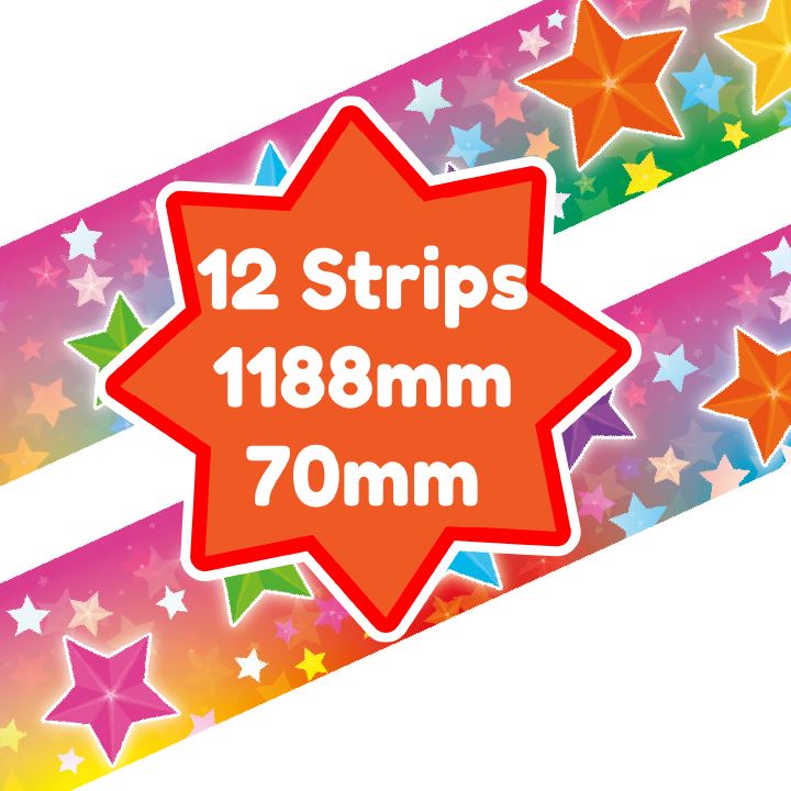 Rainbows and Stars Classroom Trimmers 14.25m long Notice Board Display Borders